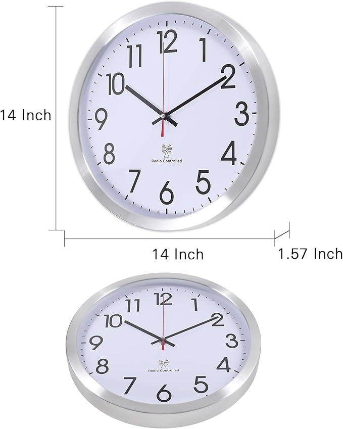 Atomic Analog Wall Clock, 14Inch Radio Controlled Sets Automatically Wall Clock - Image 6