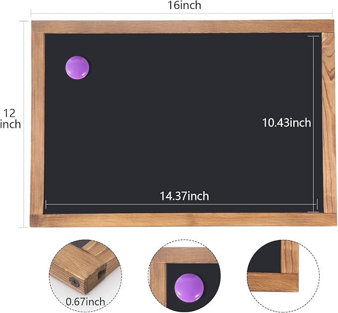 KOOLDE Magnetic Chalkboard 12'' x 16'' Hanging Framed Wall Chalkboard, Wood - Image 2