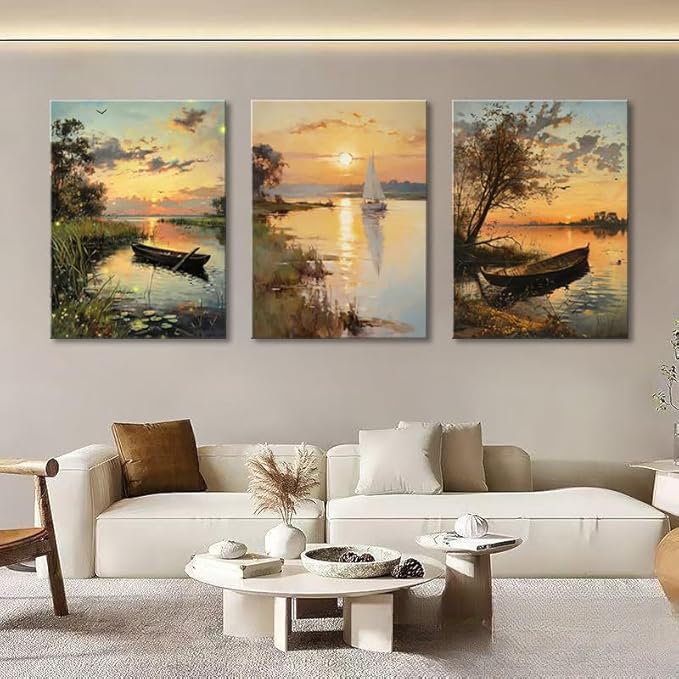 Vintage Farmhouse Sunset Canvas Wall Art - Image 2