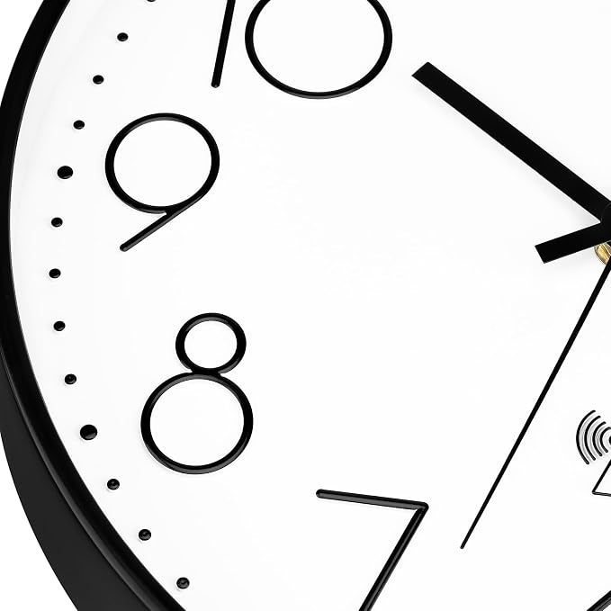 Foxtop Atomic Wall Clock Battery Operated Round Analog Modern Black Wall Clock - Image 8