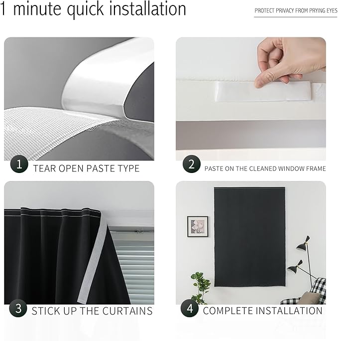 Adhesive Blackout Curtains- Self Stick Curtain No Rod Needed Easy to Hang - Image 3