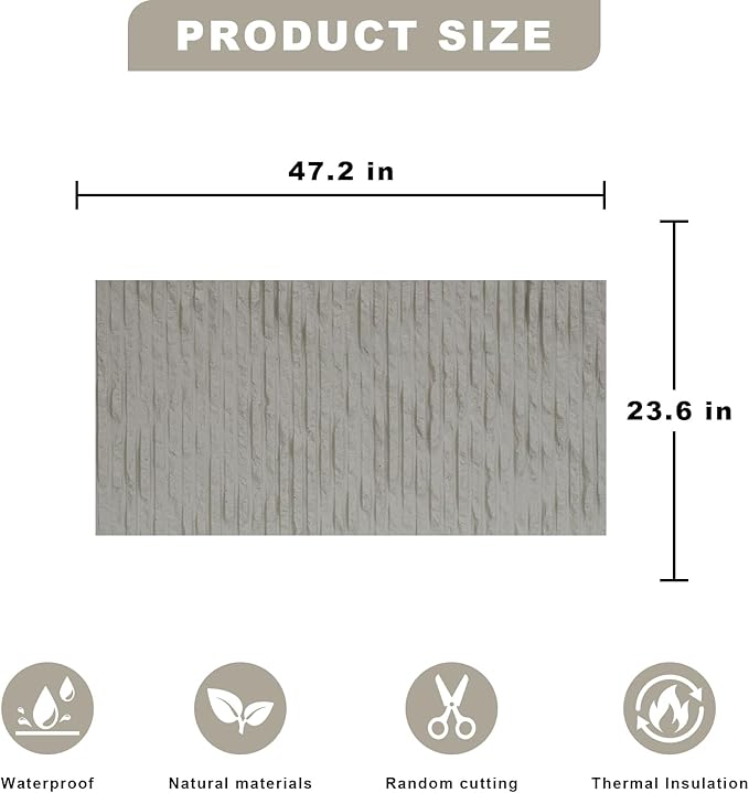3D Wall Panels - 4PCS 47.2"x23.6" Faux Stone Wall Covering - MCM Modified Clay - Image 5