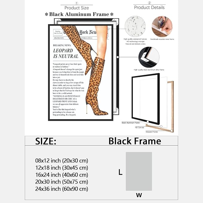 Trendy Newspaper Posters Vintage Leopard Boots Poster Feminist Canvas Prints - Image 2
