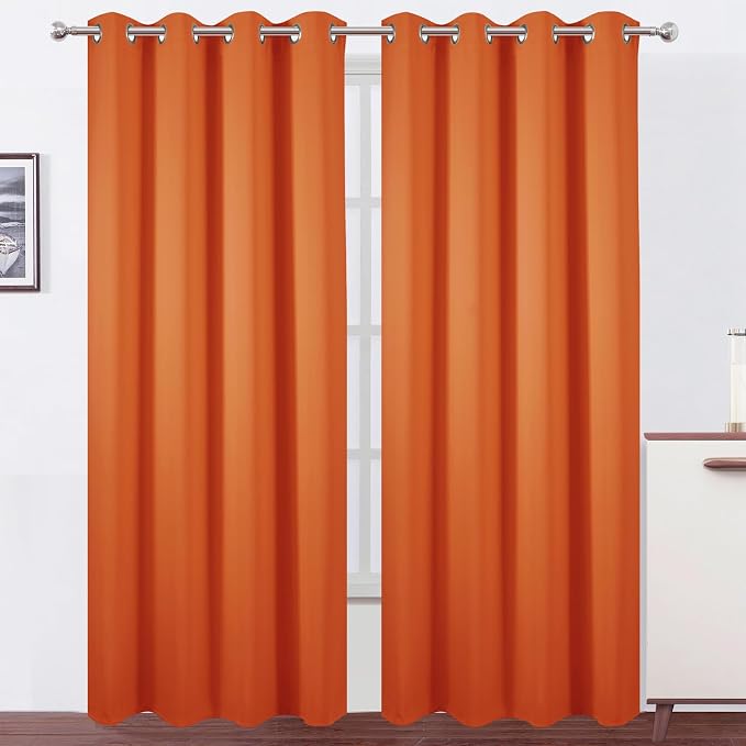 LEMOMO Blackout Curtains 52 x 120 Inch Long Orange Curtains Set of 2 Panels by Lemomo