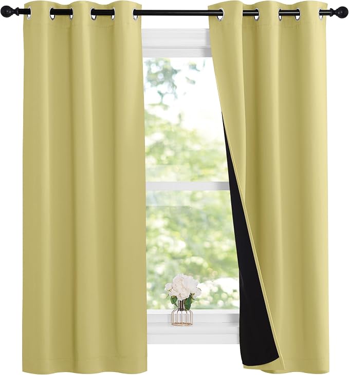 NICETOWN Paler Yellow Full Shade Curtain Panels, Pair of Thermal Insulated & by NICETOWN