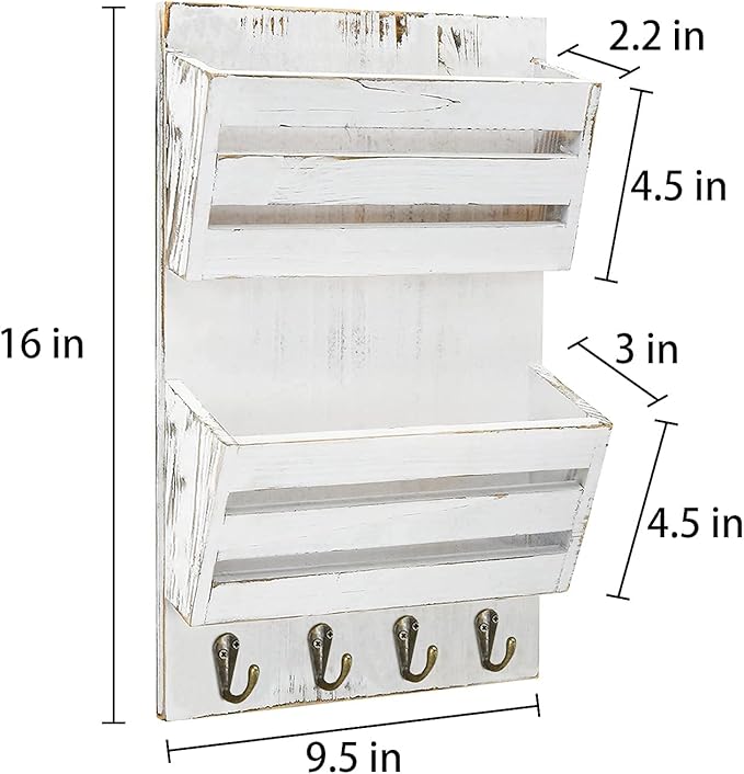 Unistyle Mail Holder with Key Hooks Mail Organizer Wall Mount Hanging Mail - Image 6