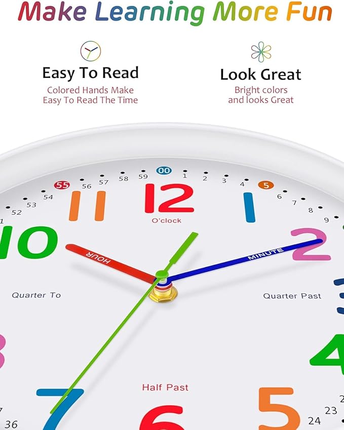 Silent Kids Wall Clock – Non-Ticking, Battery-Powered - Image 4