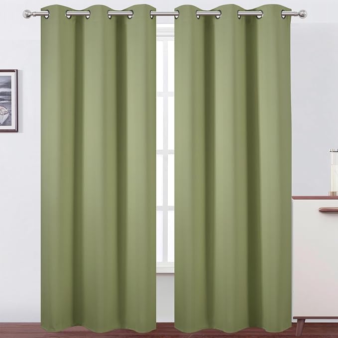 LEMOMO Sage Green Thermal Blackout Curtains/42 x 84 Inch/Set of 2 Panels Room by Lemomo