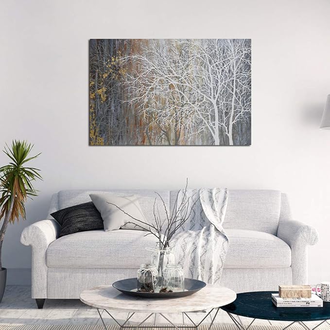 Yihui Arts White Birch Trees Painting 3D Canvas Art On Canvas Abstract Artwork - Image 3