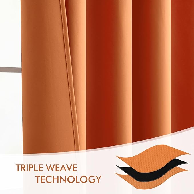 MIULEE 2 Panels Orange Back Tab Blackout Curtains 84 Inch Length - Image 7