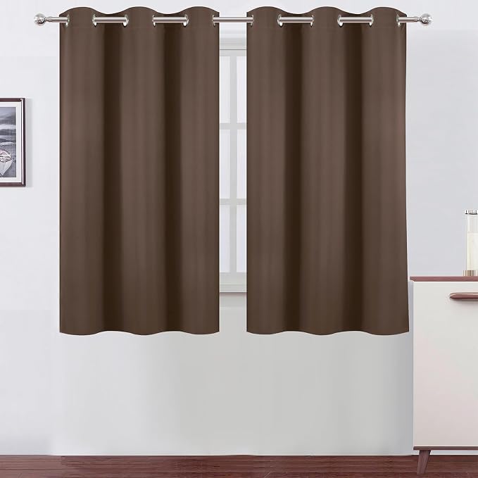 LEMOMO Chocolate Brown Blackout Curtains 42 x 54 Inch Length Set of 2 Panels by Lemomo