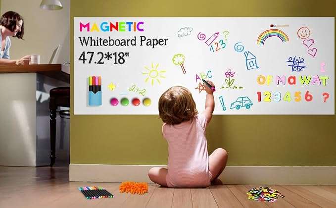 Magnetic Whiteboard Contact Paper 47.2" x 18" Adhesive Magnetic Dry Erase White - Image 4
