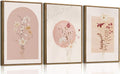 KISSFOX 3 Piece Framed Wall Art Botanical Wall Decor Pink Flower Pictures by KISSFOX