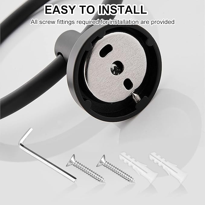 SetSail Towel Holder for Bathroom Wall Matte Black Towel Ring Stainless Steel - Image 5