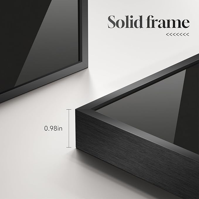 Framed Modern Black and White Abstract Wall Art, Large Contemporary Elegant - Image 6