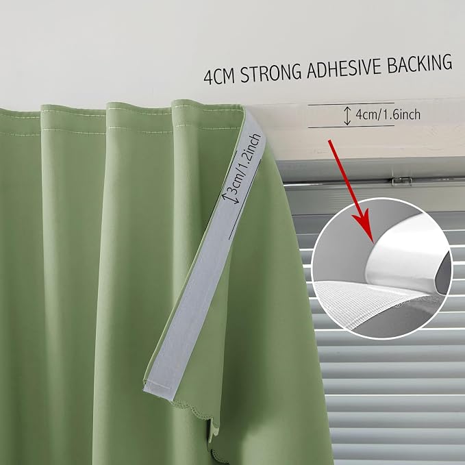 Magic Tape Blackout Curtains for Bedroom No Drillng Self Adhesive Curtains No - Image 7