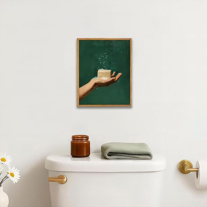 AtterrirArt Framed Funny Bathroom Wall Art, 8 * 10 inch, Hand - Image 3