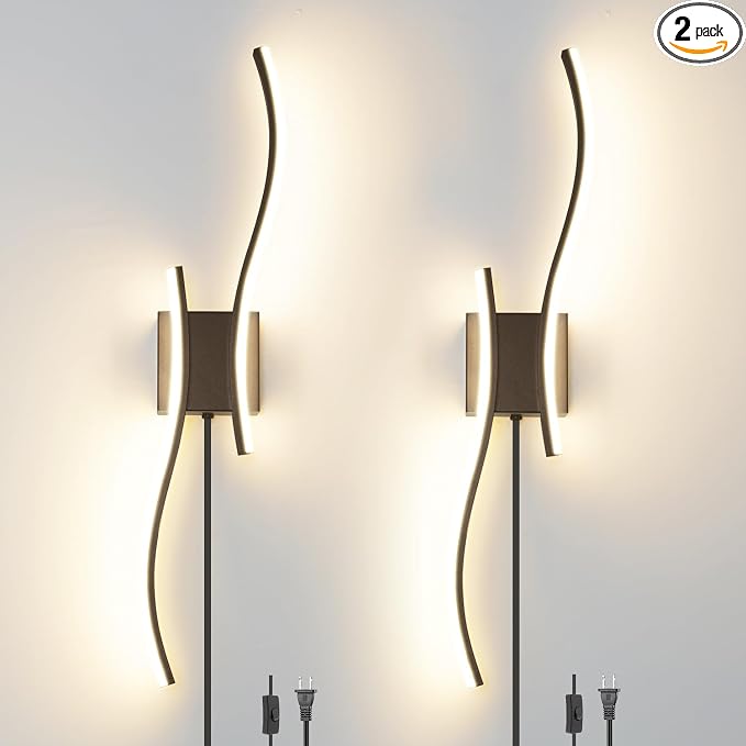 Daunton Modern Plug in Wall Sconce Set of 2, 3CCT Adjustable & Memory Function by Daunton