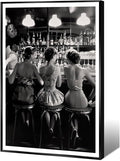 Vintage Black and White Posters Trendy Women Drink Cocktail Wall Art Funky by Acqooeakt