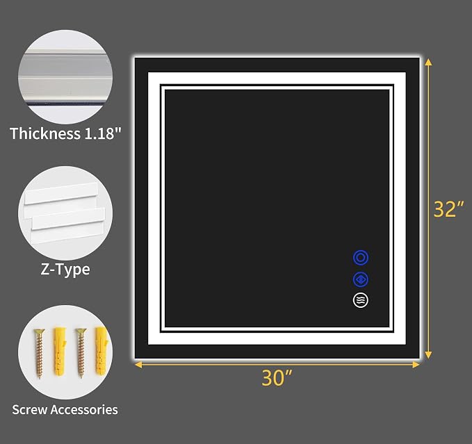 32"x30" LED Bathroom Mirror - Image 9