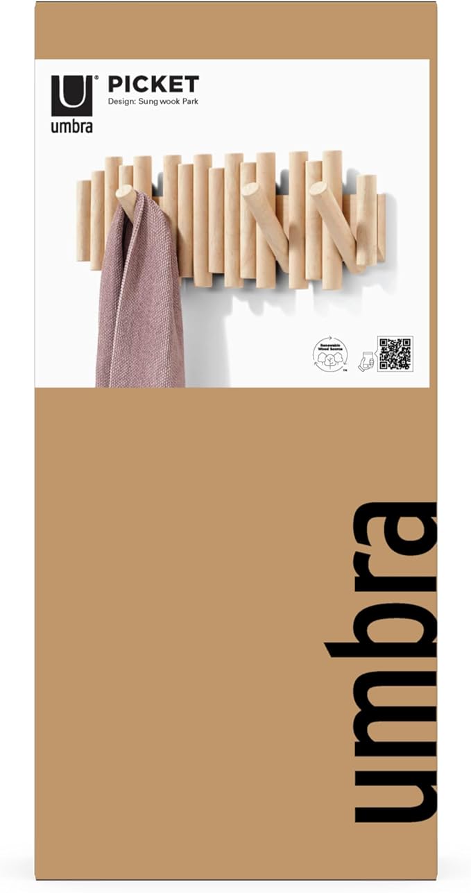Umbra Picket Wall-Mounted Coat Rack Rail Hook - Image 17