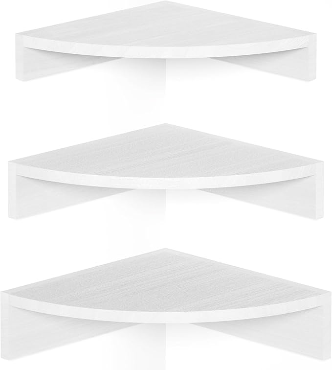 Alsonerbay White Corner Shelf Wall Mount, Rustic Wood Shelves by Alsonerbay