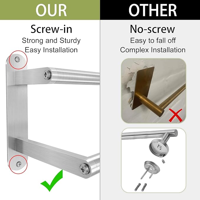 Towel Rack for Bathroom, Double Towel Bar 24Inch, Stainless Steel Bathroom - Image 2