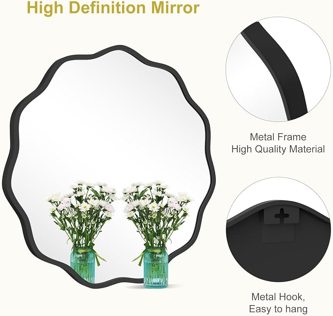 WallBeyond Round Wavy Mirror for Wall Decorative 24 inch, Modern Round Mirror - Image 5