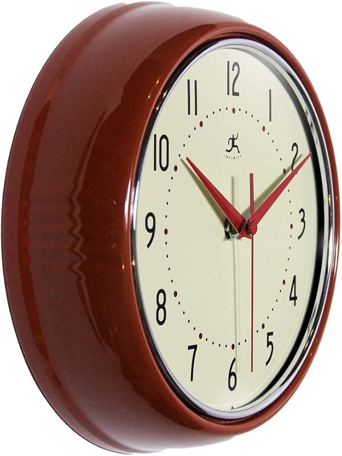 Infinity Instruments LTD. Retro 9 inch Silent Sweep Non-Ticking Mid Century - Image 2