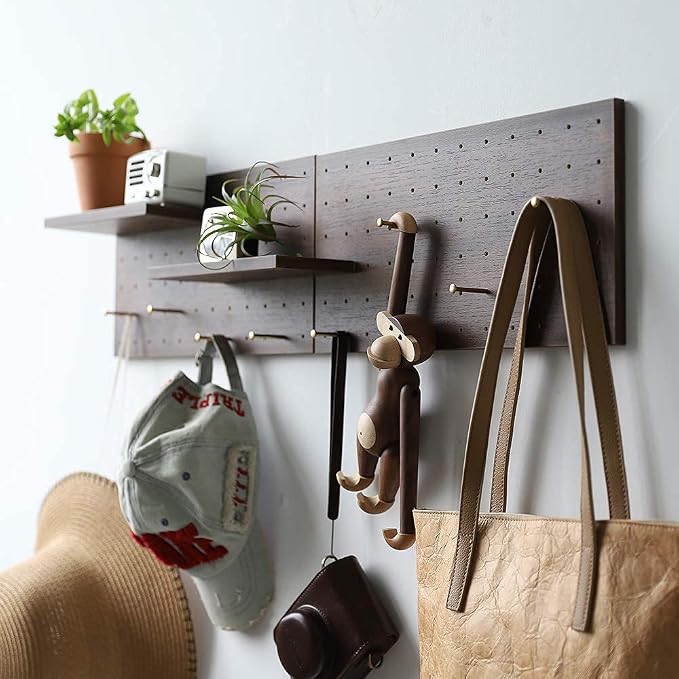 Wooden Pegboard Modular Display Organization Storage Wall Hooks Shelf - Image 6