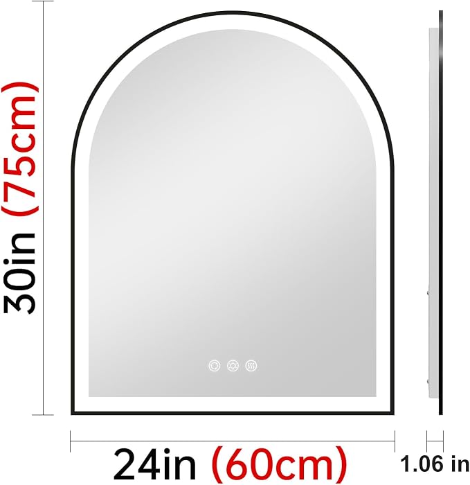 Arched LED Mirror for Bathroom 24"x30", 3 Color Changing, Shatterproof - Image 8