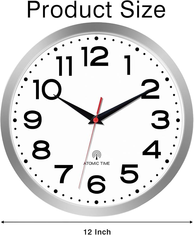 Roymnie Atomic Wall Clock 12 Inch, Modern Clock Battery Operated Classic Analog - Image 9