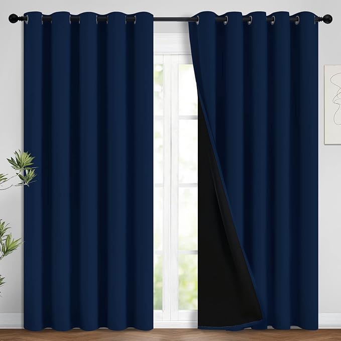 Yakamok Navy Blue 100% Blackout Curtains Energy Saving Thermal Insulated 2 by Yakamok