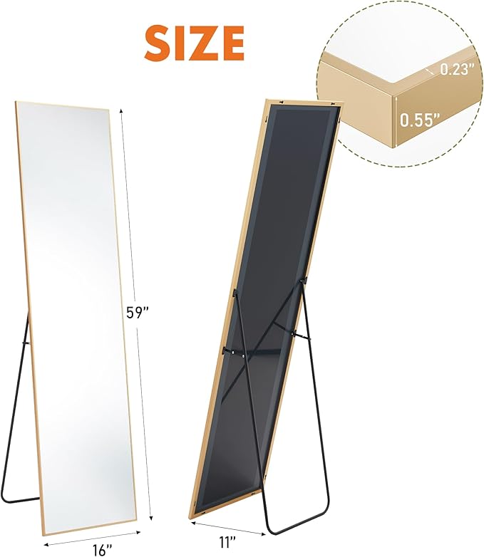 Sweetcrispy 59"x16" Full Length Mirror, Leaning or Standing Full Body Mirror - Image 5