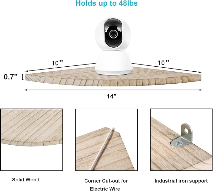 JORIKCHUO 10 inch Corner Wall Shelf, Round End Wall Mounted Floating Corner - Image 3