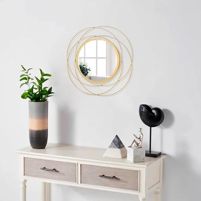 Mirrors for Wall Gold Circular Art Classic Metal Iron Frame Wall Mirror Decor - Image 5