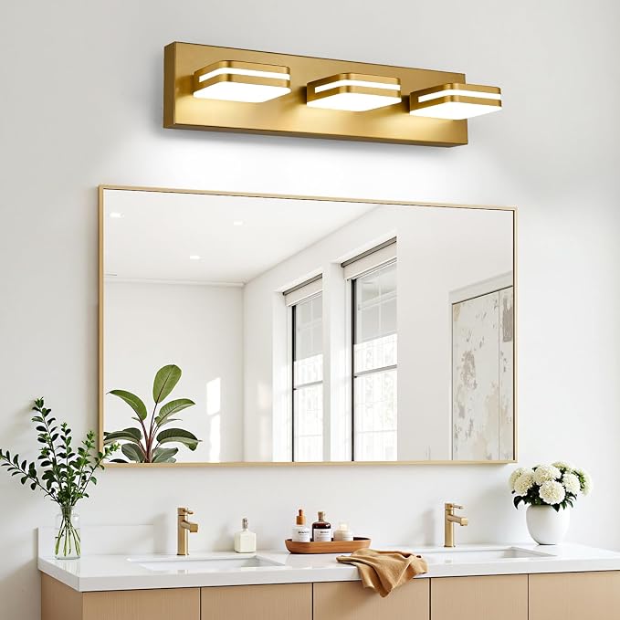 360° Rotate LED Bathroom Vanity Light Fixtures, 1300LM Acrylic Gold Vanity - Image 8