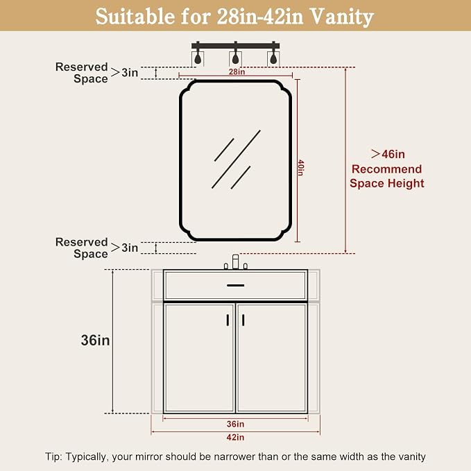 WallBeyond 28" x 40" Wood Bathroom Mirror - Image 4