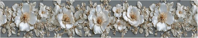 Pearl Wallpaper Border 196x4 Inch Peel and Stick Wall Border Elegant Gray White - Image 2