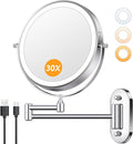 Auxmir 1X/30X Wall Mounted Lighted Makeup Mirror, Touch Dimmable 3 Color Light by Auxmir