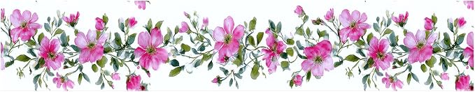 Pink Floral Wallpaper Border 196x4 Inch Peel and Stick Wall Border Self - Image 2