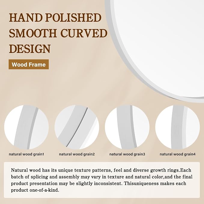 WallBeyond Round Wood Mirror 28 inch Circle Wall Mirror - Image 7
