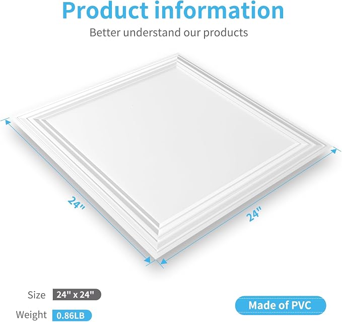 Art3d 24-Pack Drop Relief Ceiling Tiles - Image 4