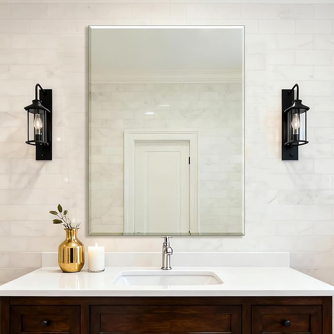 Ruomeng Frameless Mirror for Wall, 48x36 Inch Bathroom Vanity Mirror Farmhouse - Image 2