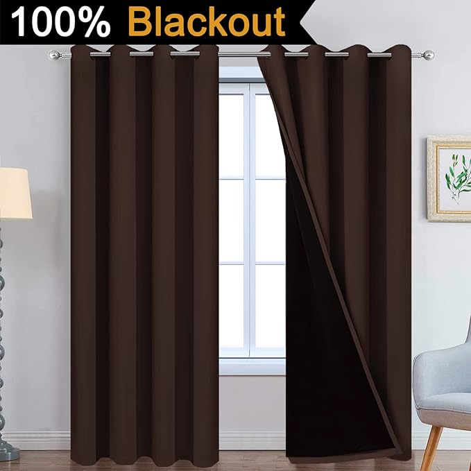 Yakamok Blackout Curtains 84 Inches Long, 2 Thick Layers Grommet Top Thermal - Image 2