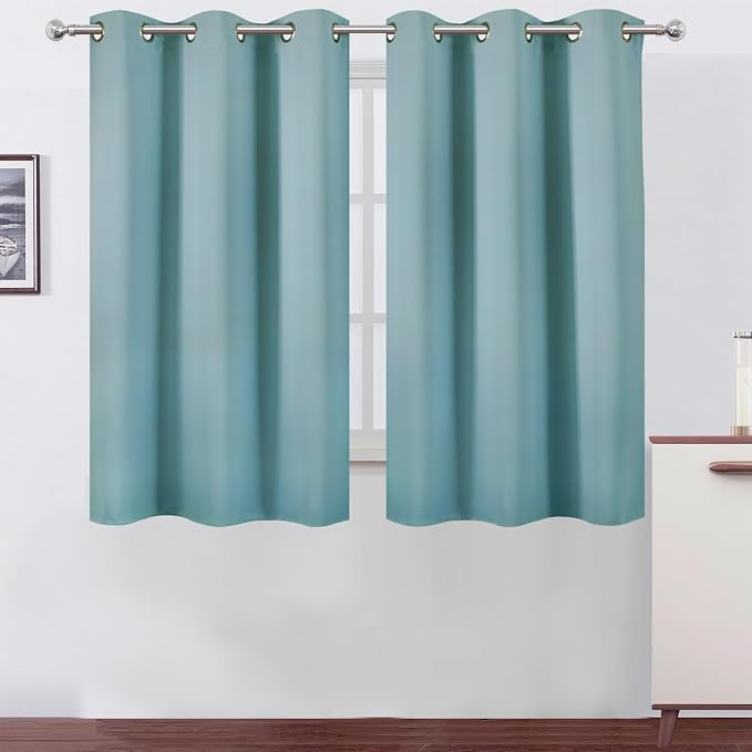 LEMOMO Stone Blue Blackout Curtains/38 x 54 Inch/Set of Two Panels Grommet by Lemomo