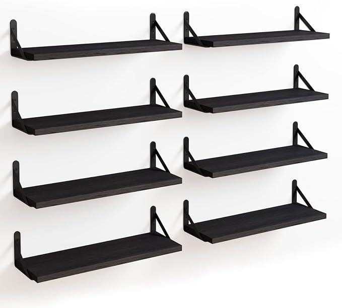 Fixwal Floating Shelves, Width 4.7in Rustic Wood Wall Shelves Set of 8 by Fixwal