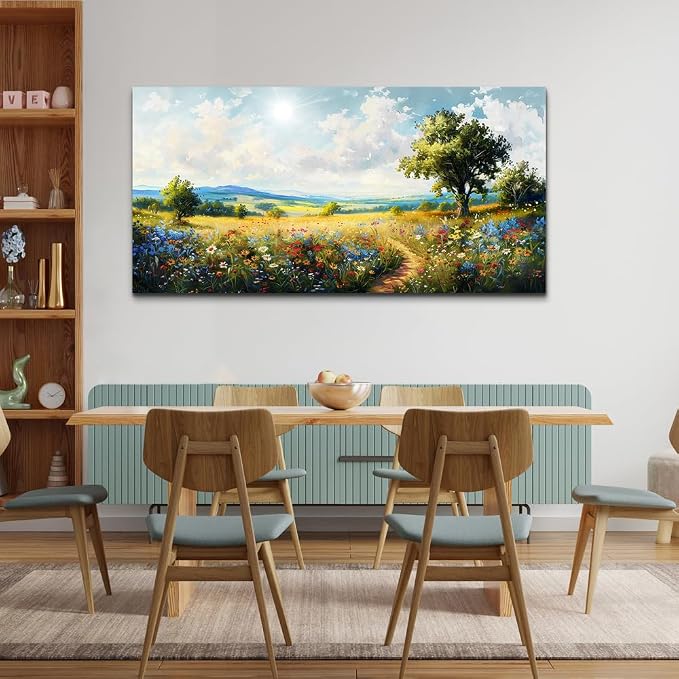 hyidecorart Nature Field Scenery Abstract Painting Framed Wall Art - Image 3