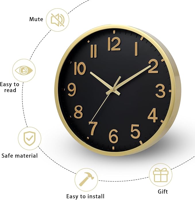 Wall Clocks Battery Operated 10 inch Modern Wall Clock, Silent Non Ticking Wall - Image 4