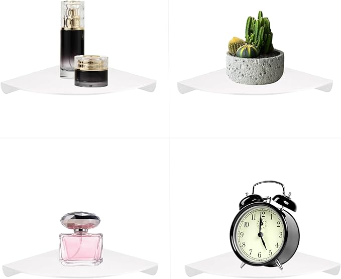 Small Floating Corner Shelves Metal Corner Wall Mounted Shelf Curved Corner - Image 7